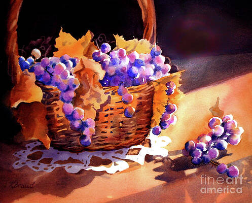 Wall Art - Painting - Grapes and Basket by Kathy Braud