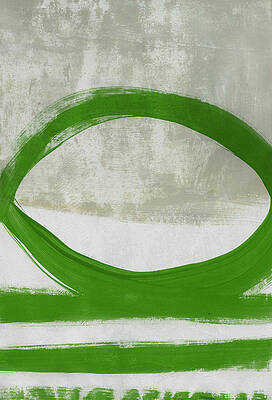 Wall Art - Painting - Green Abstract Circle Vertical- Art by Linda Woods by Linda Woods