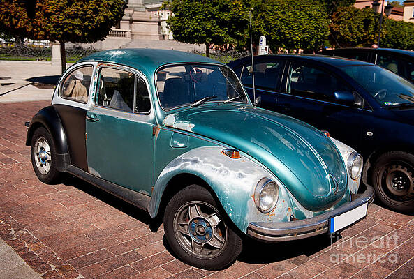 Wall Art - Photograph - Green old vintage Volkswagen car by Arletta Cwalina