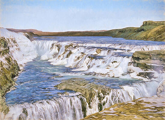 Wall Art - Digital Art - Gullfoss Waterfalls Pastel 3 by Roy Pedersen