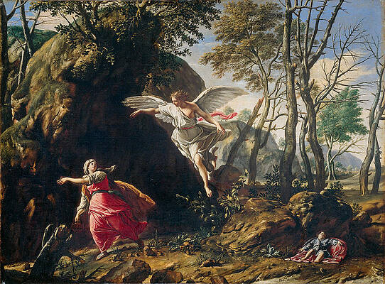 Hagar and Ishmael in the Wilderness Print by Francesco Cozza