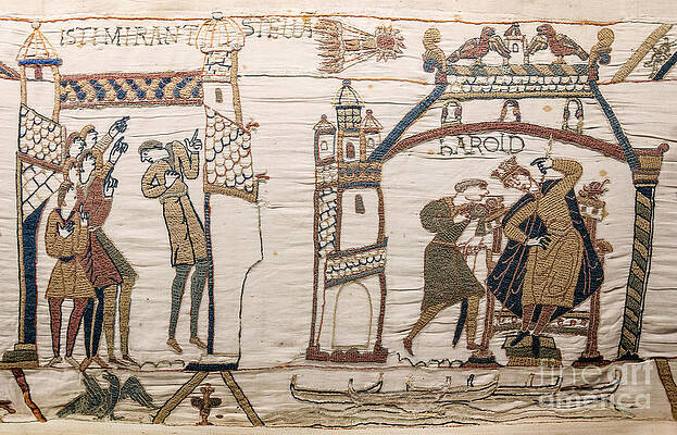 Wall Art - Photograph - Halleys Comet Of 1066, Bayeux Tapestry by Science Source