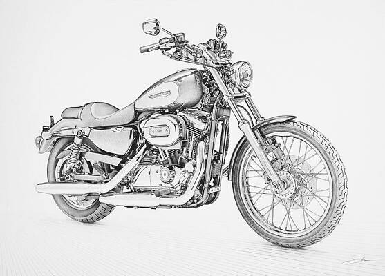 Harley Davidson Motorcycle Drawings (Page #2 of 6) | Fine Art America
