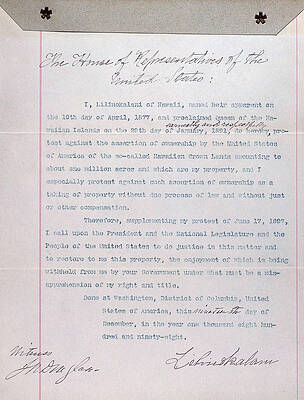 Wall Art - Photograph - Hawaii. Letter From Liliuokalani, Queen by Everett
