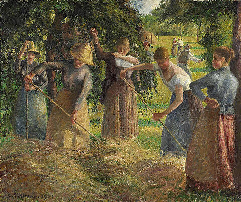 Hay Harvest At Eragny Print by Camille Pissarro