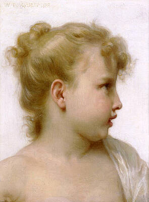Head of a Little Girl. Study Print by William-Adolphe Bouguereau