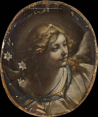 Head of an Angel Print by Attributed to Elisabetta Sirani