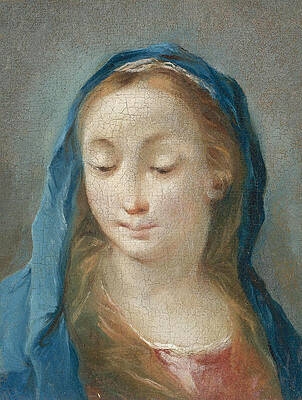 Head Of The Virgin Print by Francesco Guardi