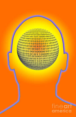 Wall Art - Photograph - Head With Binary Numbers by George Mattei