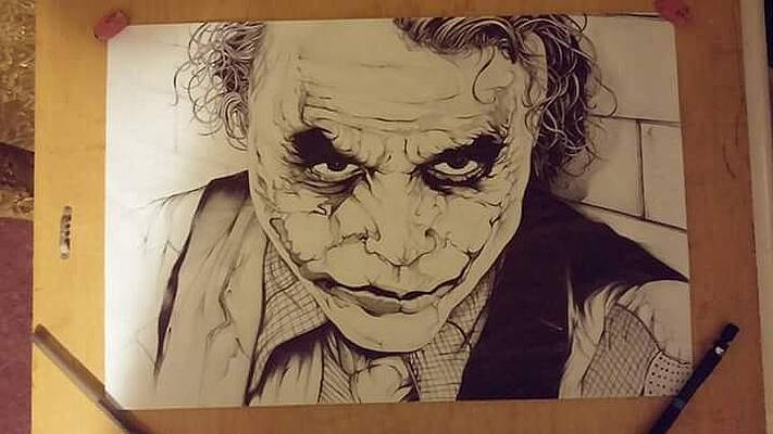 Wall Art - Drawing - Heath Ledger the Joker by Felipe Colon