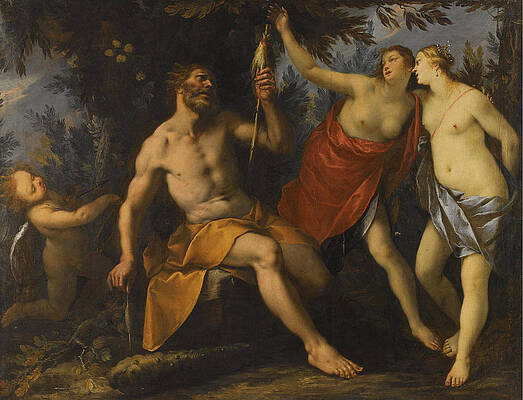 Hercules And Omphale Print by Giovanni Stefano Danedi