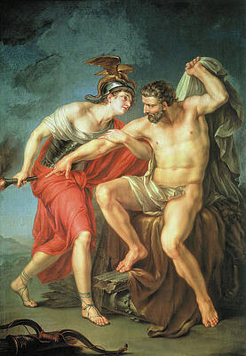 Hercules Burning Himself On The Pyre In The Presence Of His Friend Philoctetes Print by Ivan Akimov