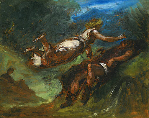 Hesiod and the Muse Print by Eugene Delacroix