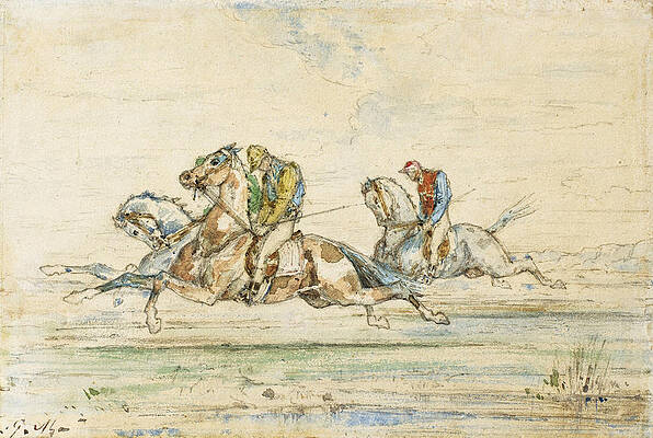 Horse Race with Jockey Print by Gustave Moreau