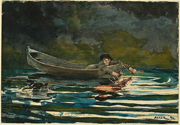 Hound and Hunter. Sketch Print by Winslow Homer