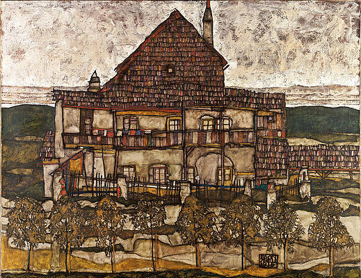 House with Shingle Roof. Old House II Print by Egon Schiele