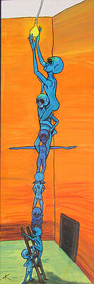 Wall Art - Painting - How many aliens does it take to screw in a light bulb?  Seven. by Similar Alien