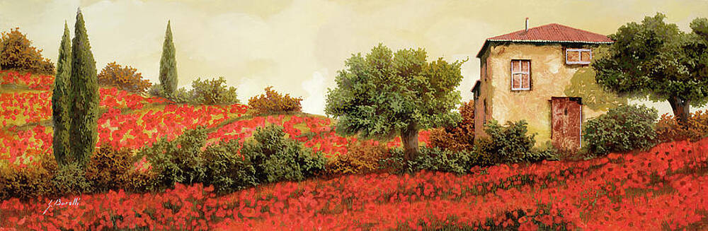 Wall Art - Painting - I Papaveri Sulla Collina by Guido Borelli
