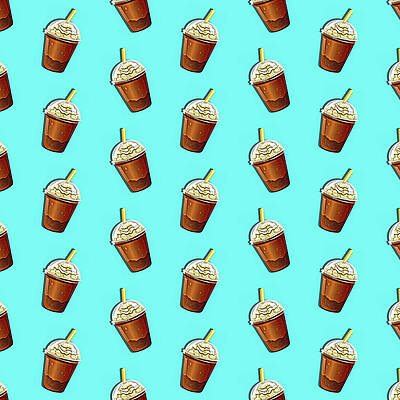 Wall Art - Painting - Iced Coffee To Go Pattern by Little Bunny Sunshine