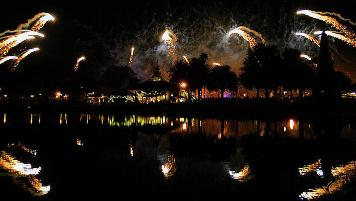 Magical Fireworks At Disney Hand Towel by Eva Disla - Pixels