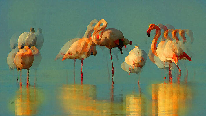 Wall Art - Mixed Media - Impressionist Flamingo Abstract by Shelli Fitzpatrick