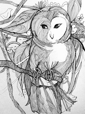 Wall Art - Drawing - In the Woods by Rosalinde Reece