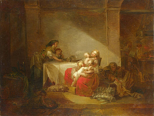 Interior Scene Print by Jean-Honore Fragonard