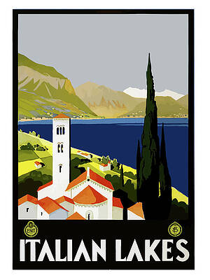 Wall Art - Painting - Italian lakes, vintage travel poster by Long Shot