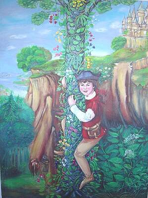 Jack and The Beanstalk Watercolor Fairy Tale Painting