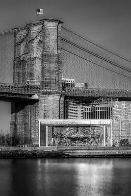 Wall Art - Photograph - Jane's Carousel Brooklyn Bridge BW by Susan Candelario