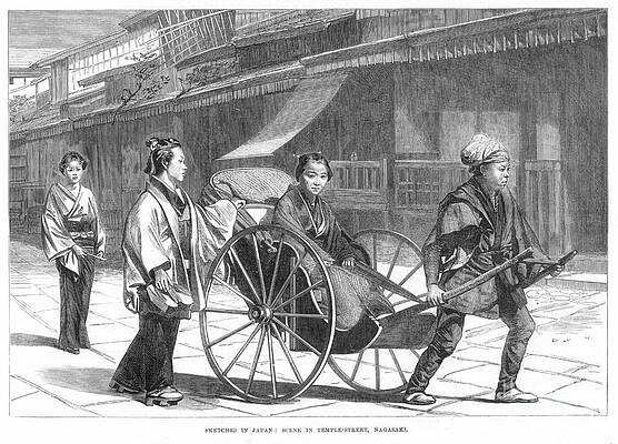 Wall Art - Photograph - Japan: Rickshaw, 1874 by Granger