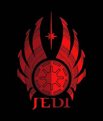 Wall Art - Mixed Media - Jedi Symbol - Star Wars Art, Red by Studio Grafiikka