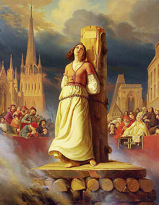 Wall Art - Mixed Media - Joan of Arc at the Stake by Stilke Hermann Anton