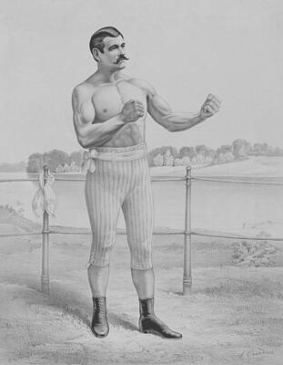 Boxing Drawing - John L. Sullivan - Bare-Knuckle Boxer by War Is Hell Store
