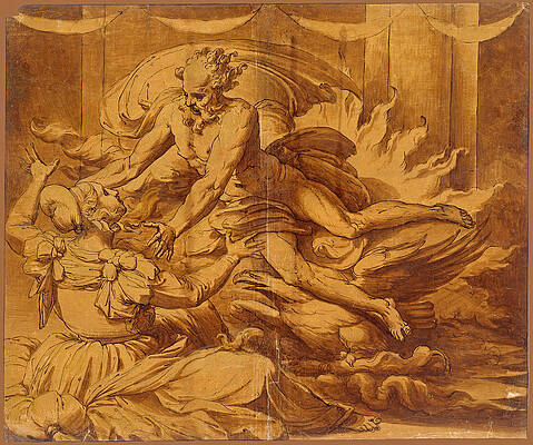 Jupiter Appearing To Semele Print by Perino del Vaga