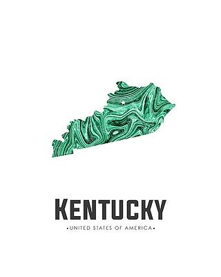 Wall Art - Mixed Media - Kentucky Map Art Abstract in Green by Studio Grafiikka