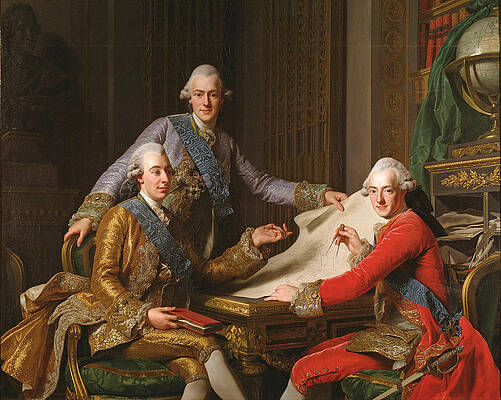 King Gustav III of Sweden and his Brothers Print by Alexander Roslin