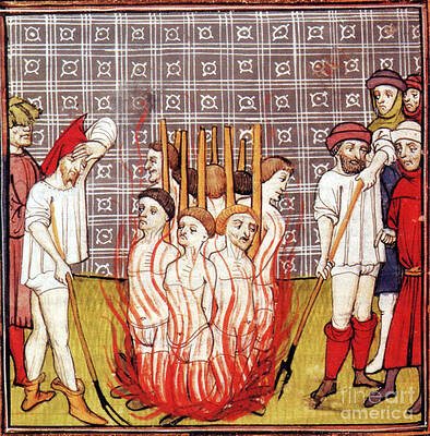Wall Art - Photograph - Knights Templar Burned At Stake, 1307 by Science Source