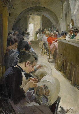 Lace-making in Venice Print by Anders Zorn