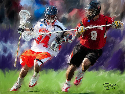 Paintings Drawing Sport Lacrosse Hopkins University Usa 12X16 Inch Framed Print 