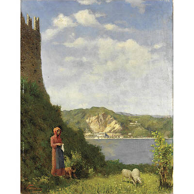 Landscape with a Lake Print by Pio Sanquirico