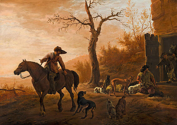 Landscape with Hunters Print by Pieter van Laer