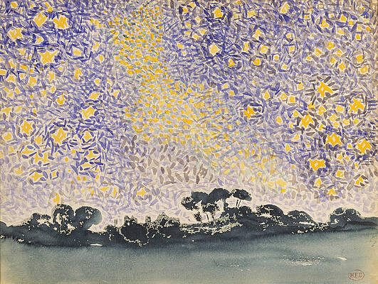 Landscape with Stars Print by Henri-Edmond Cross