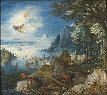 Landscape With The Fall Of Icarus Print by Joos de Momper the Younger