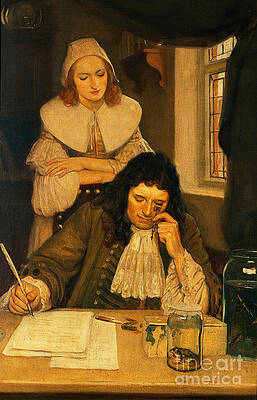 Wall Art - Photograph - Leeuwenhoek With Miicroscope, 17th by Wellcome Images
