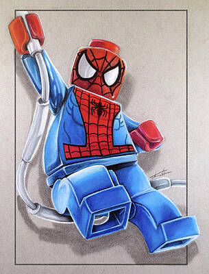 Wall Art - Drawing - Lego Spiderman by Thomas Volpe