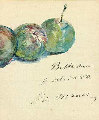 Letterhead illustrated with three Plums Print by Edouard Manet