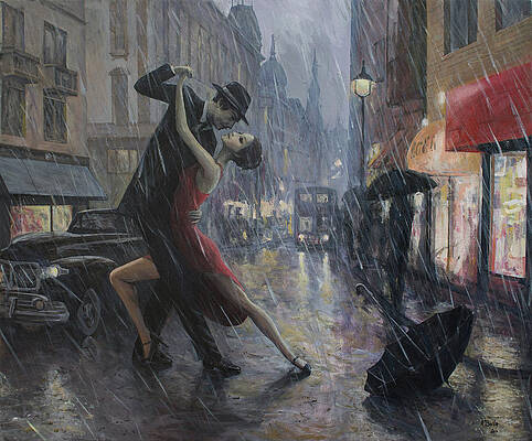 Wall Art - Painting - Life is a Dance in The Rain by Adrian Borda