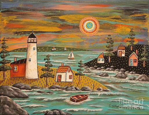 Wall Art - Painting - Lighthouse Sail by Karla Gerard