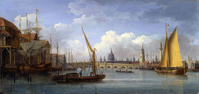 London Bridge with St Paul's Cathedral in the distance Print by William Anderson